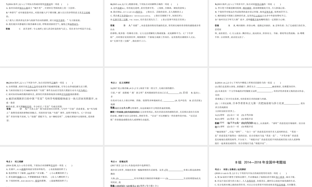 （江苏专用）中考语文总复习 专题二 词语(含熟语)的理解与运用（试题部分）课件-人教版初中九年级全册语文课件