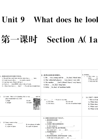 （江西专版）七年级英语下册 Unit 9 What does he look like第一课时习题课件（新版）人教新目标版-（新版）人教新目标版初中七年级下册英语课件