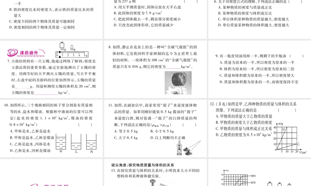 （江西专版）八年级物理上册 5.2探究物质的密度习题课件 （新版）粤教沪版-（新版）粤教沪版初中八年级上册物理课件