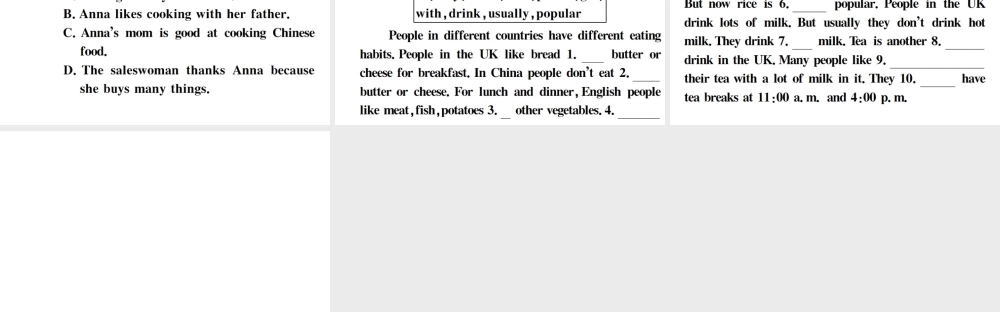 （江西专版）七年级英语下册 Unit 10 I’d like some noodles综合阅读提升练习题课件（新版）人教新目标版-（新版）人教新目标版初中七年级下册英语课件