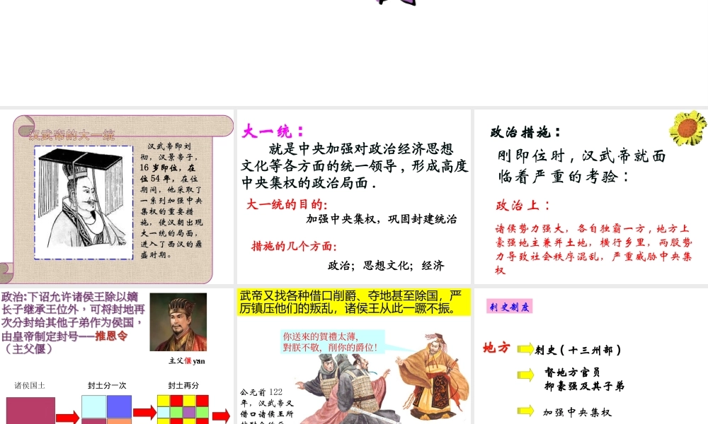 （水滴系列）（秋级历史上册 第三单元 第12课 汉武帝巩固大一统王朝课件1 新人教版-新人教级上册历史课件
