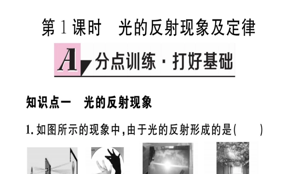 （江西专版）八年级物理上册 第四章 第2节 光的反射（第1课时 光的反射现象及定律）习题课件 （新版）新人教版-（新版）新人教版初中八年级上册物理课件