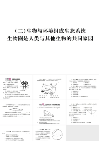 （江西专版）中考生物总复习 三 生物与环境（生物与环境组成生态系统 生物圈是人类与其他生物的共同家园）教材整理课件-人教级全册生物课件