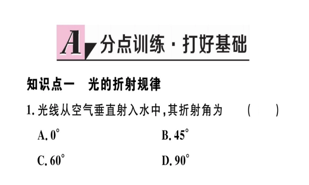 （江西专版）八年级物理上册 第四章 第4节 光的折射习题课件 （新版）新人教版-（新版）新人教版初中八年级上册物理课件