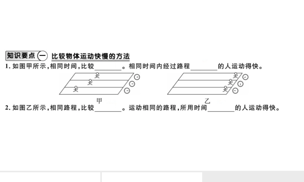 （江西专版）2018年八年级物理上册 第一章 第3节运动的快慢（第1课时 比较物体运动的快慢）习题课件 （新版）新人教版