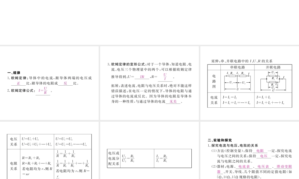 （江西专用）九年级物理全册 第17章 欧姆定律知识清单课件 （新版）新人教版-（新版）新人教版初中九年级全册物理课件