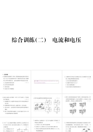（江西专用）九年级物理全册 综合训练（二）电流和电压同步练习课件 （新版）新人教版-（新版）新人教版初中九年级全册物理课件