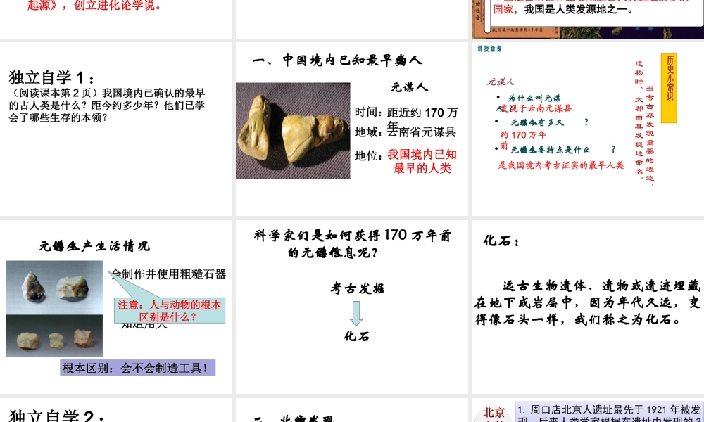 （水滴系列）（秋级历史上册 第一单元 第1课 中国早期人类的代表---北京人教学课件 新人教版-新人教级上册历史课件