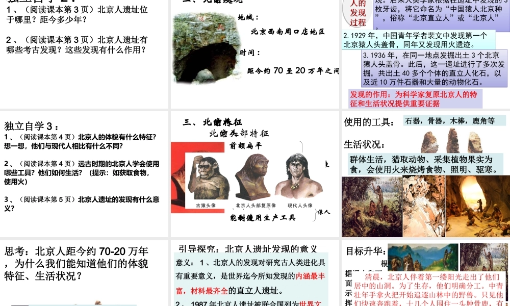 （水滴系列）（秋级历史上册 第一单元 第1课 中国早期人类的代表---北京人教学课件 新人教版-新人教级上册历史课件