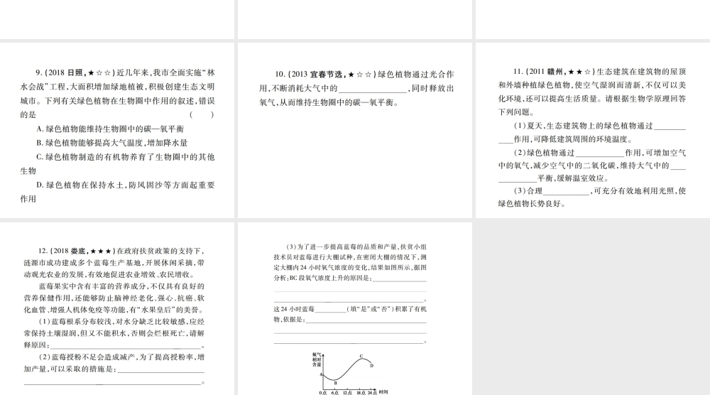 （江西专版）中考生物总复习 四 生物圈中的绿色植物（绿色植物对生物圈有重大作用）教材整理课件-人教版初中九年级全册生物课件