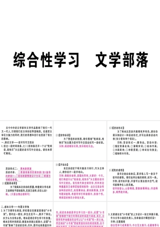 （江西专版）七年级语文上册 第六单元 综合性学习 文学部落习题课件 新人教版-新人教版初中七年级上册语文课件
