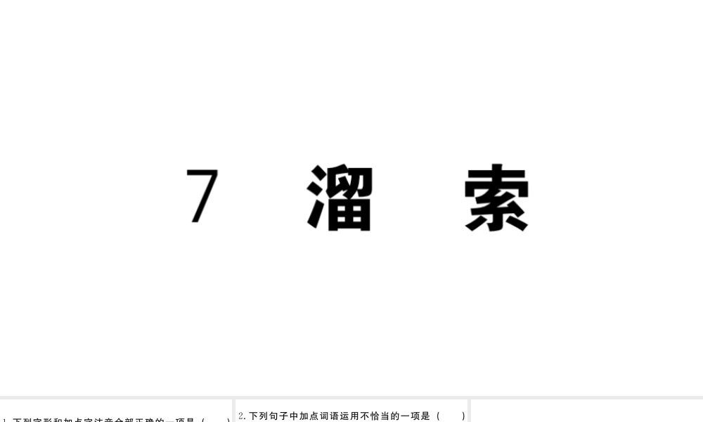 （江西专用）九年级语文下册 第二单元 7 溜索习题课件 新人教版-新人教版初中九年级下册语文课件