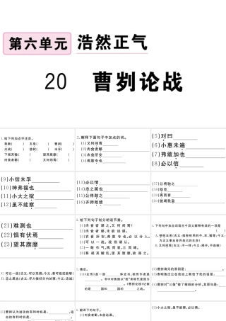 （江西专用）九年级语文下册 第六单元 20 曹刿论战习题课件 新人教版-新人教版初中九年级下册语文课件