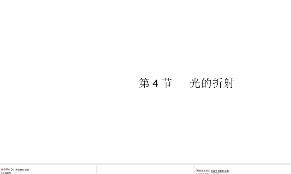 （江西专版）2019秋八年级物理上册 第四章 第4节 光的折射课件