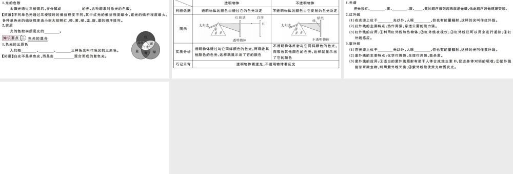 （江西专版）2019秋八年级物理上册 第四章 第5节 光的色散课件
