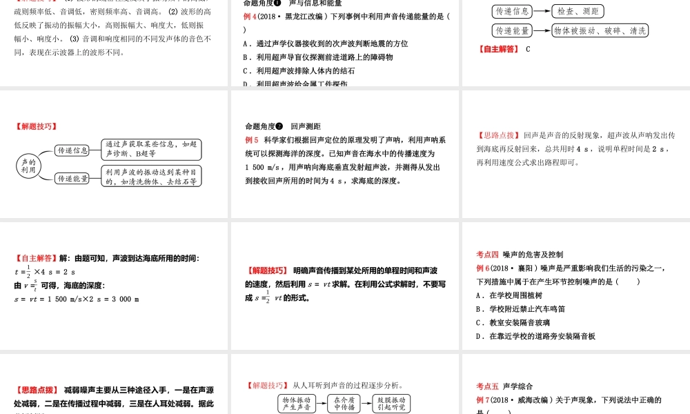 （江西专版）中考物理总复习 第二讲 声现象考点精讲课件-人教版初中九年级全册物理课件