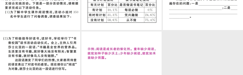 （江西专版）七年级语文上册 第四单元 综合性学习 少年正是读书时习题课件 新人教版-新人教版初中七年级上册语文课件