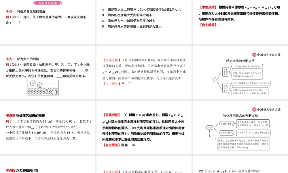 （江西专版）中考物理总复习 第九讲 浮力课件-人教版初中九年级全册物理课件