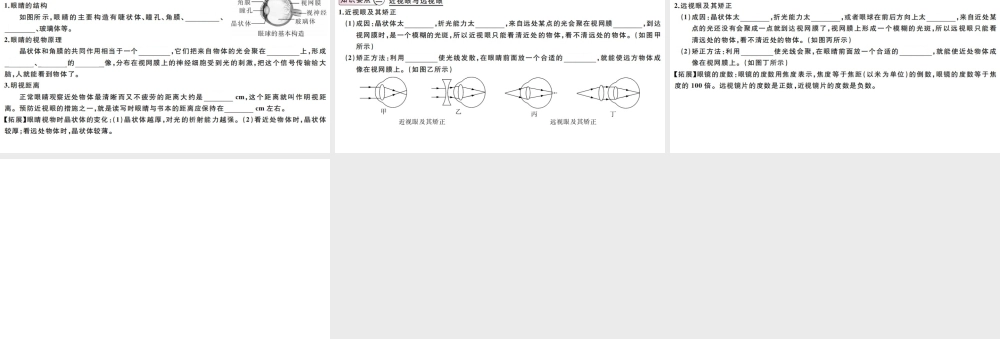 （江西专版）2019秋八年级物理上册 第五章 第4节 眼睛和眼镜课件
