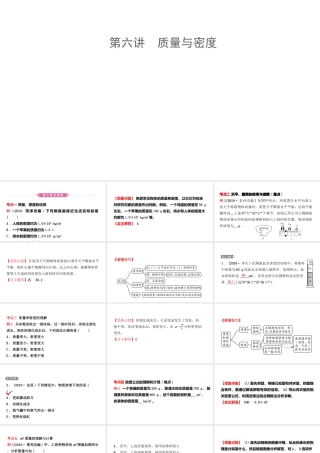 （江西专版）中考物理总复习 第六讲 质量与密度课件-人教版初中九年级全册物理课件