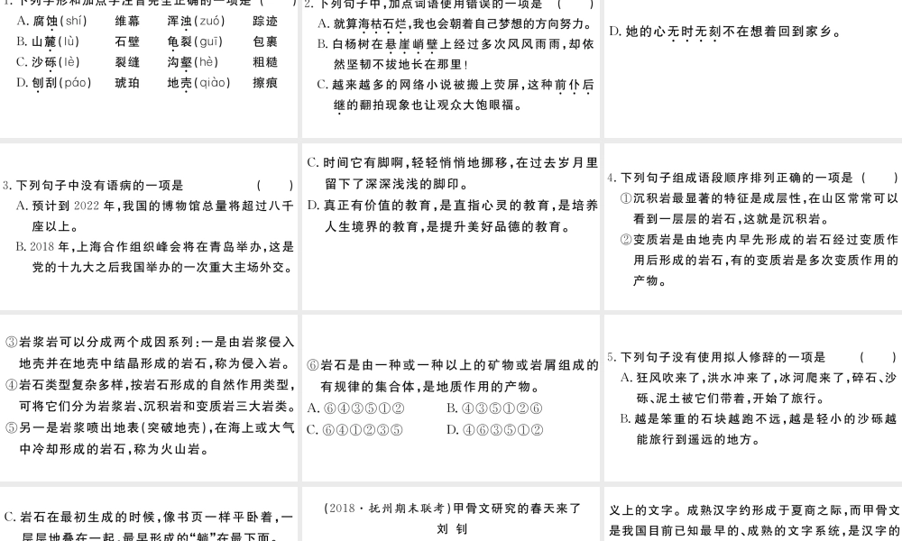 （江西专版）八年级语文下册 第二单元 8 时间的脚印习题课件 新人教版-新人教版初中八年级下册语文课件