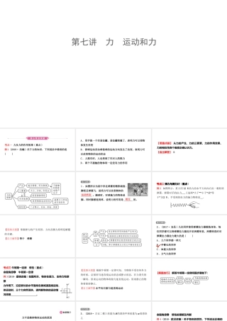 （江西专版）中考物理总复习 第七讲 力 运动和力课件-人教版初中九年级全册物理课件