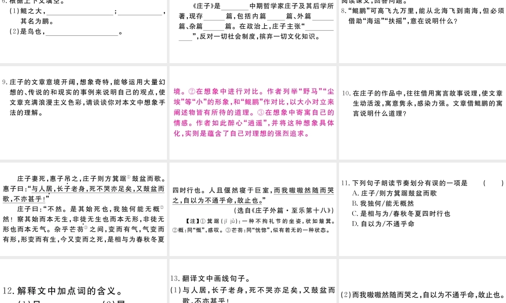 （江西专版）八年级语文下册 第六单元 21《庄子》二则习题课件 新人教版-新人教版初中八年级下册语文课件