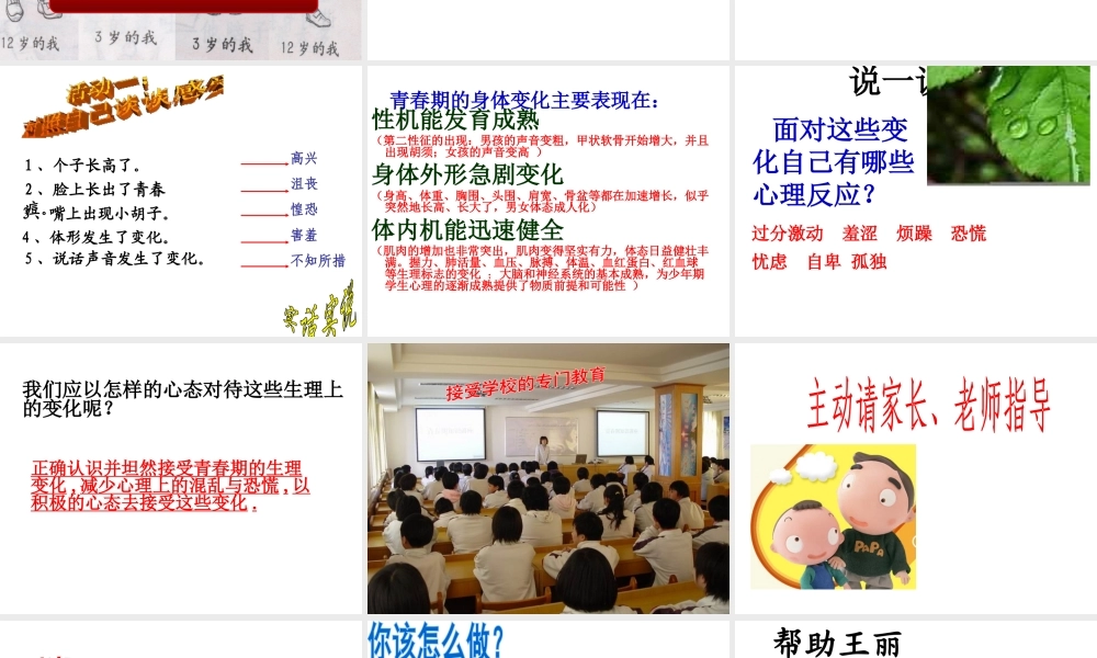 （水滴系列）（秋季版）七年级道德与法治上册 第二单元 青春的脚步 青春的气息 第三课 人们说我们长大了 第1框 我们悄悄长大课件 鲁人版六三制-鲁人版初中七年级上册政治课件