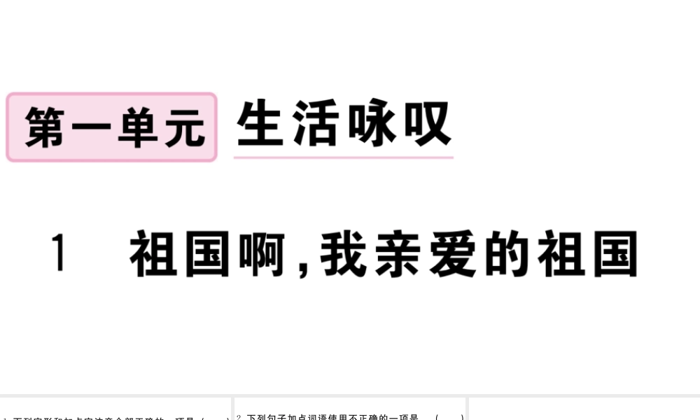 （江西专用）九年级语文下册 第一单元 1 祖国啊，我亲爱的祖国习题课件 新人教版-新人教版初中九年级下册语文课件
