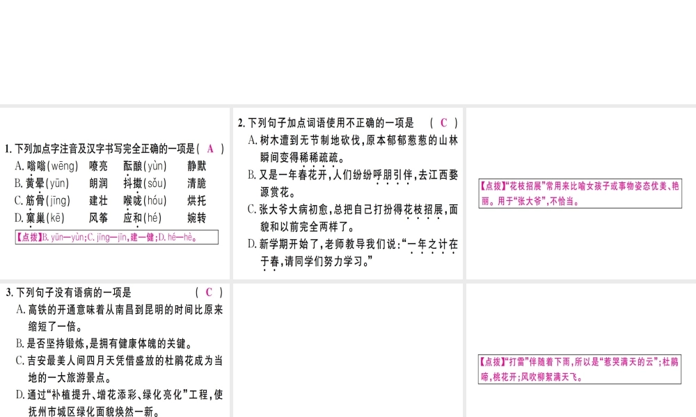 （江西专版）七年级语文上册 第一单元 1 春习题课件 新人教版-新人教版初中七年级上册语文课件