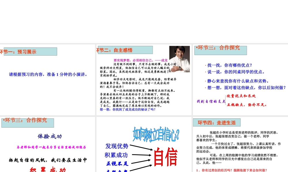 （水滴系列）（秋季版）七年级道德与法治上册 第三单元 生活告诉自己“我能行” 第六课 人生当自强 第1框 扬起自信的风帆课件2 鲁人版六三制-鲁人版初中七年级上册政治课件