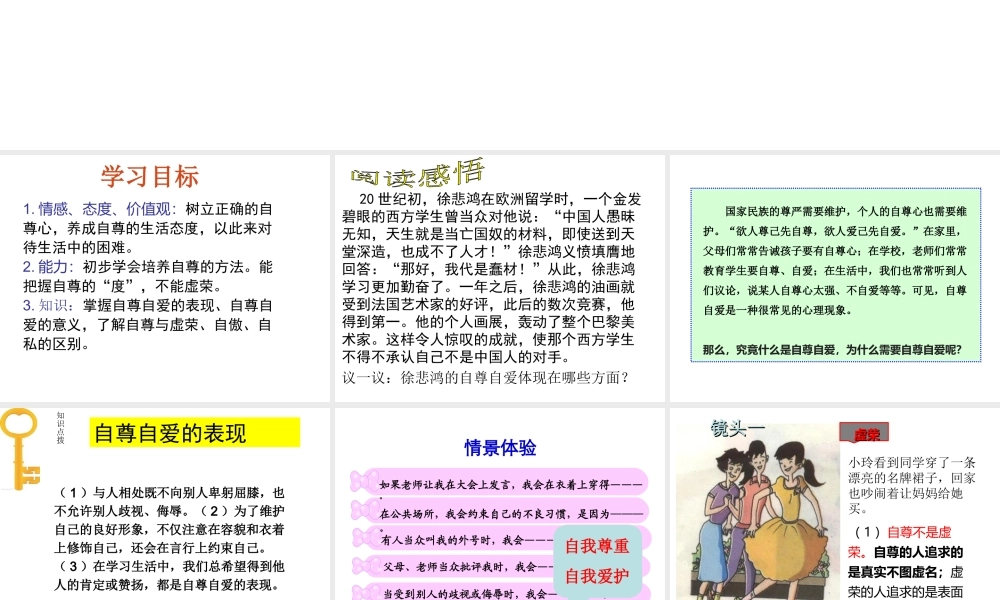 （水滴系列）（秋季版）七年级道德与法治上册 第三单元 生活告诉自己“我能行” 第五课 做自尊自爱的人 第1框 自尊自爱是我的需要课件 鲁人版六三制-鲁人版初中七年级上册政治课件