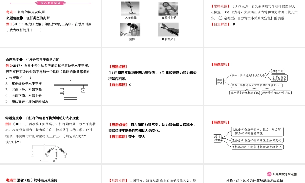（江西专版）中考物理总复习 第十一讲 简单机械考点精讲课件-人教版初中九年级全册物理课件