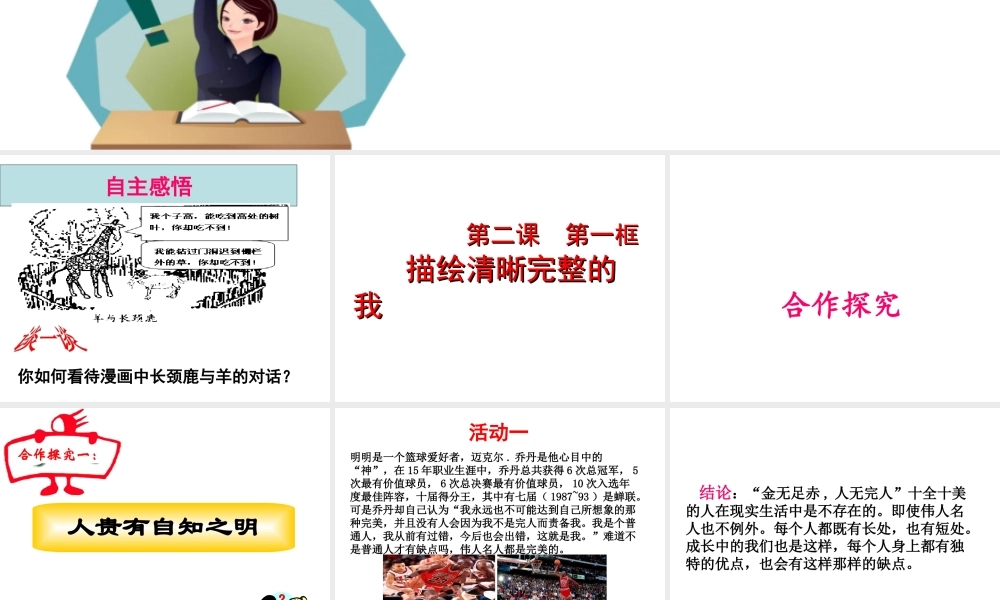 （水滴系列）（秋季版）七年级道德与法治上册 第一单元 走进新的学习生活 第二课 新自我 新期待 第1框 描绘清晰完整的我课件1 鲁人版六三制-鲁人版初中七年级上册政治课件