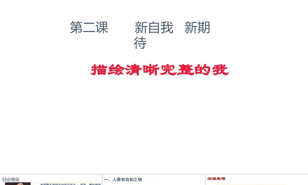 （水滴系列）（秋季版）七年级道德与法治上册 第一单元 走进新的学习生活 第二课 新自我 新期待 第1框 描绘清晰完整的我课件2 鲁人版六三制-鲁人版初中七年级上册政治课件