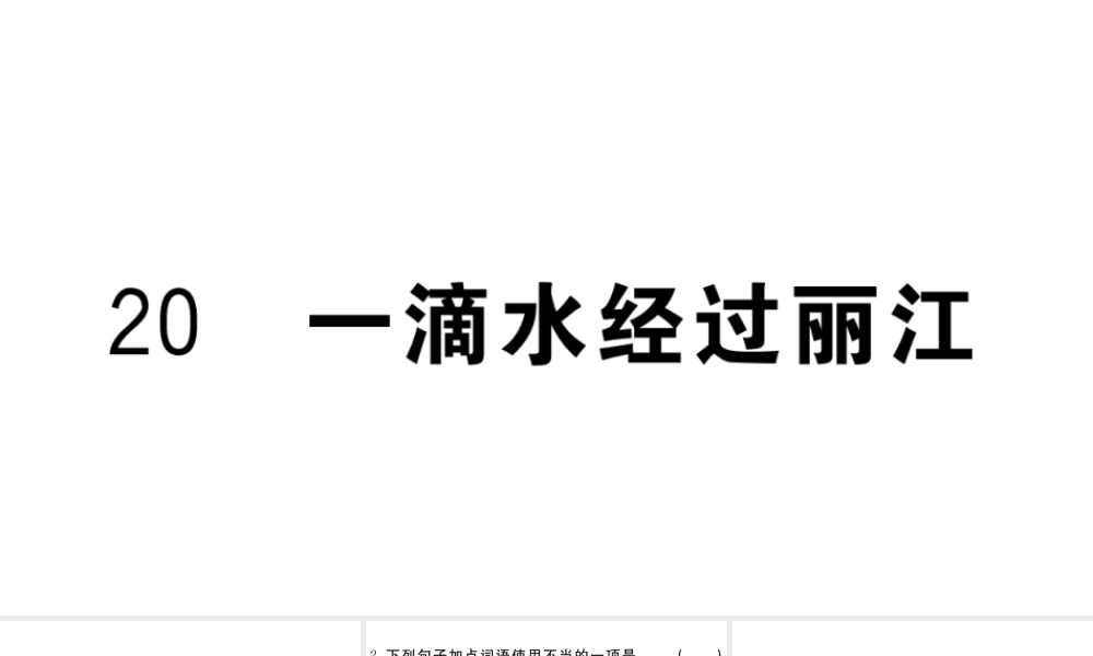 （江西专版）八年级语文下册 第五单元 20 一滴水经过丽江习题课件 新人教版-新人教版初中八年级下册语文课件
