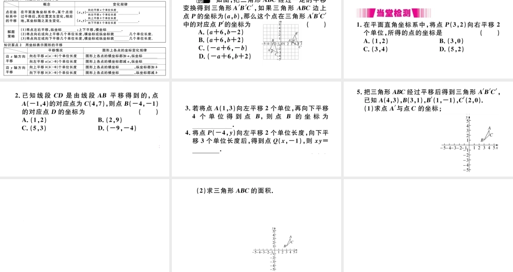 （江西专版）七年级数学下册 第七章 平面直角坐标系7.2 坐标方法的简单应用7.2.2 用坐标表示平移习题课件（新版）新人教版-（新版）新人教版初中七年级下册数学课件