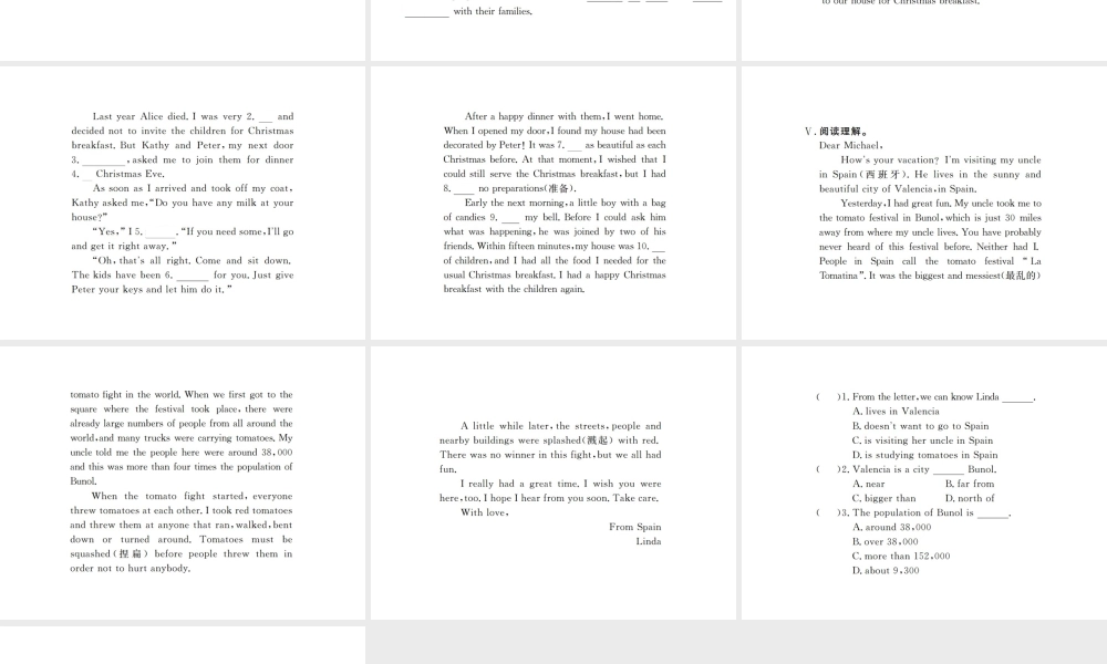 （江西专用）秋九年级英语全册 Unit 2 I think mooncakes are delicious（第2课时）习题课件 （新版）人教新目标版-（新版）人教新目标版初中九年级全册英语课件