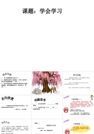 （水滴系列）（秋季版）七年级道德与法治上册 第一单元 走进新的学习生活 第一课 新生活 新面貌 第3框 学会学习课件1 鲁人版六三制-鲁人版初中七年级上册政治课件