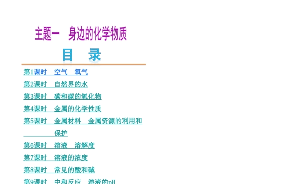 （江西专版）中考化学教材化总复习 主题一 身边的化学物质课件