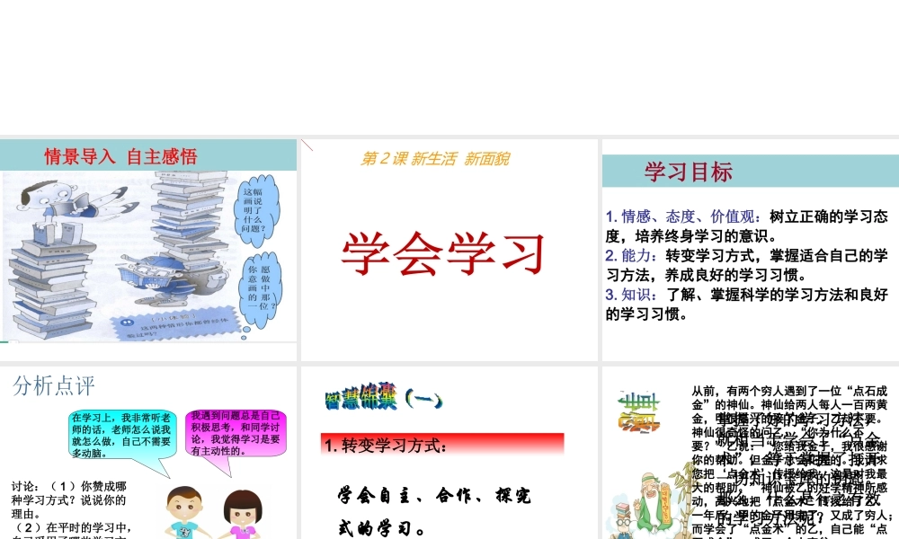 （水滴系列）（秋季版）七年级道德与法治上册 第一单元 走进新的学习生活 第一课 新生活 新面貌 第3框 学会学习课件3 鲁人版六三制-鲁人版初中七年级上册政治课件