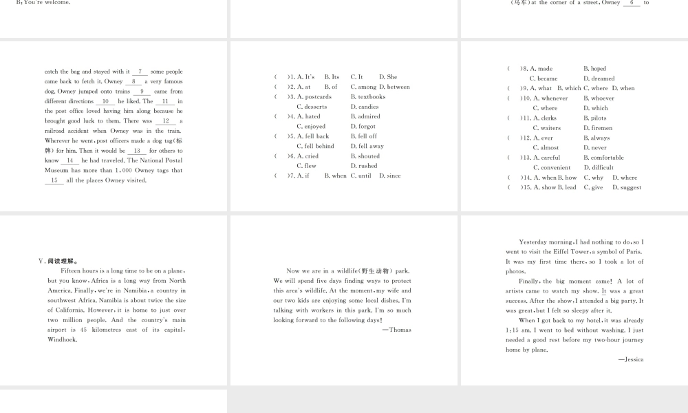 （江西专用）秋九年级英语全册 Unit 3 Could you please tell me where the restrooms are（第5课时）习题课件 （新版）人教新目标版-（新版）人教新目标版初中九年级全册英语课件