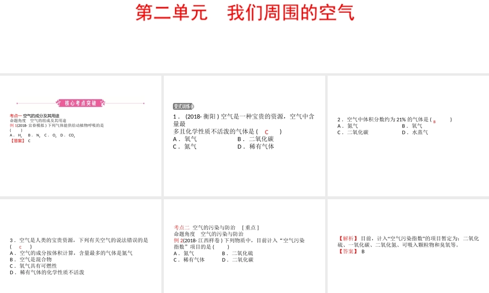 （江西专版）中考化学总复习 教材突破 第二单元 我们周围的空气课件-人教版初中九年级全册化学课件