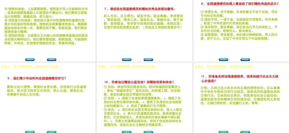 （江西专版）中考政治复习方案 第二部分 专题突破九 学习道德楷模，传递社会正能量课件-人教版初中九年级全册政治课件