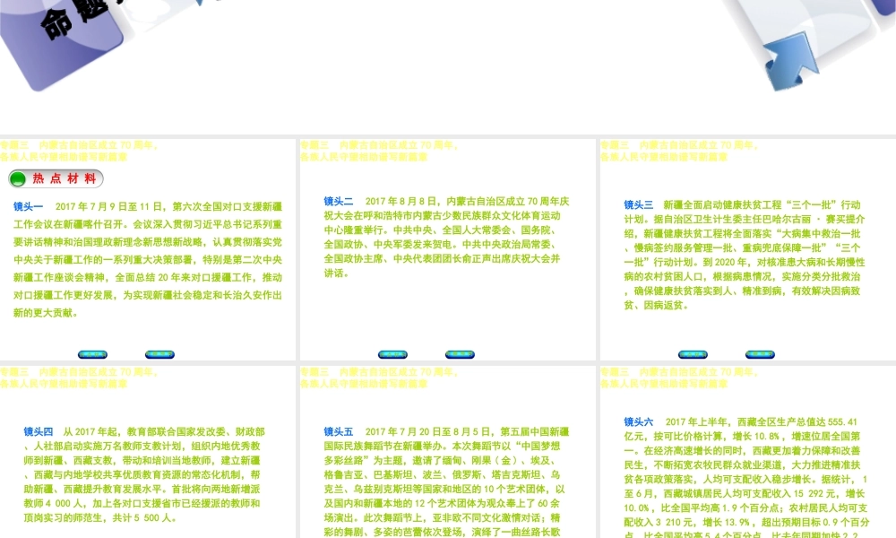 （江西专版）中考政治复习方案 第二部分 专题突破三 内蒙古自治区成立70周年，各族人民守望相助谱写新篇章课件-人教版初中九年级全册政治课件