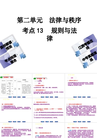 （江西专版）中考政治复习方案 第二单元 法律与秩序 考点13 规则与法律教材梳理课件-人教版初中九年级全册政治课件