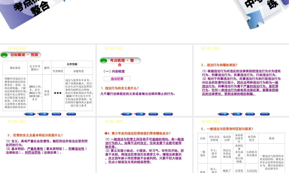 （江西专版）中考政治复习方案 第二单元 法律与秩序 考点16 违法犯罪教材梳理课件-人教版初中九年级全册政治课件