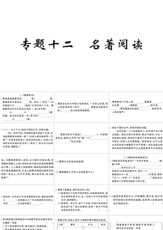 （江西专版）八年级语文下册 专题十二 名著阅读习题课件 新人教版-新人教版初中八年级下册语文课件