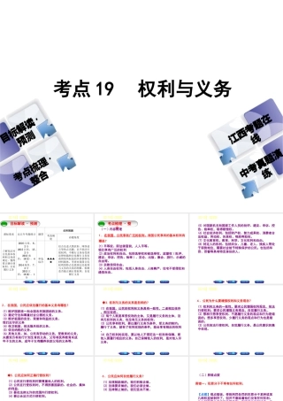 （江西专版）中考政治复习方案 第二单元 法律与秩序 考点19 权利与义务教材梳理课件-人教版初中九年级全册政治课件