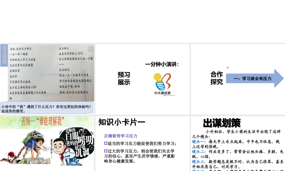 （水滴系列）（秋季版）七年级道德与法治下册 第七单元 心中拥有灿烂阳光 第13课 让快乐围绕我身边 第3框 轻松前行 正视压力课件 鲁人版六三制-鲁人版初中七年级下册政治课件